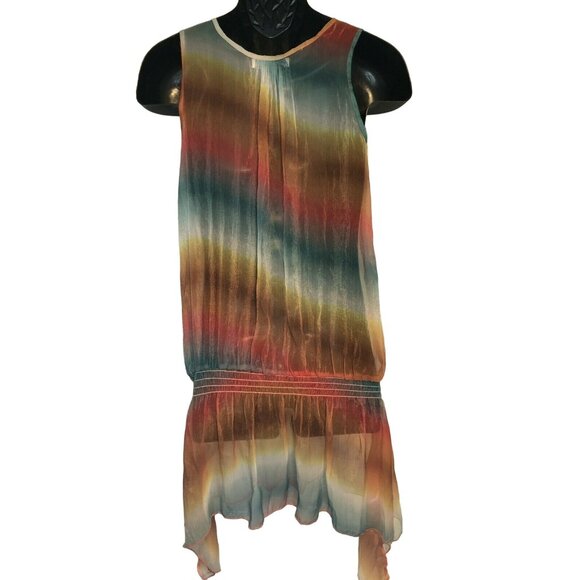 Paradise Tunic Top Chiffon with Elastic Waist Sleeveless Size Medium - Picture 2 of 7